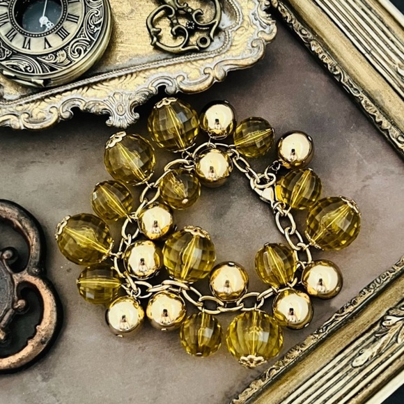 KATE SPADE 2009 Holiday Collection Citrine Yellow Gold Vintage Bead Bracelet - Picture 5 of 6